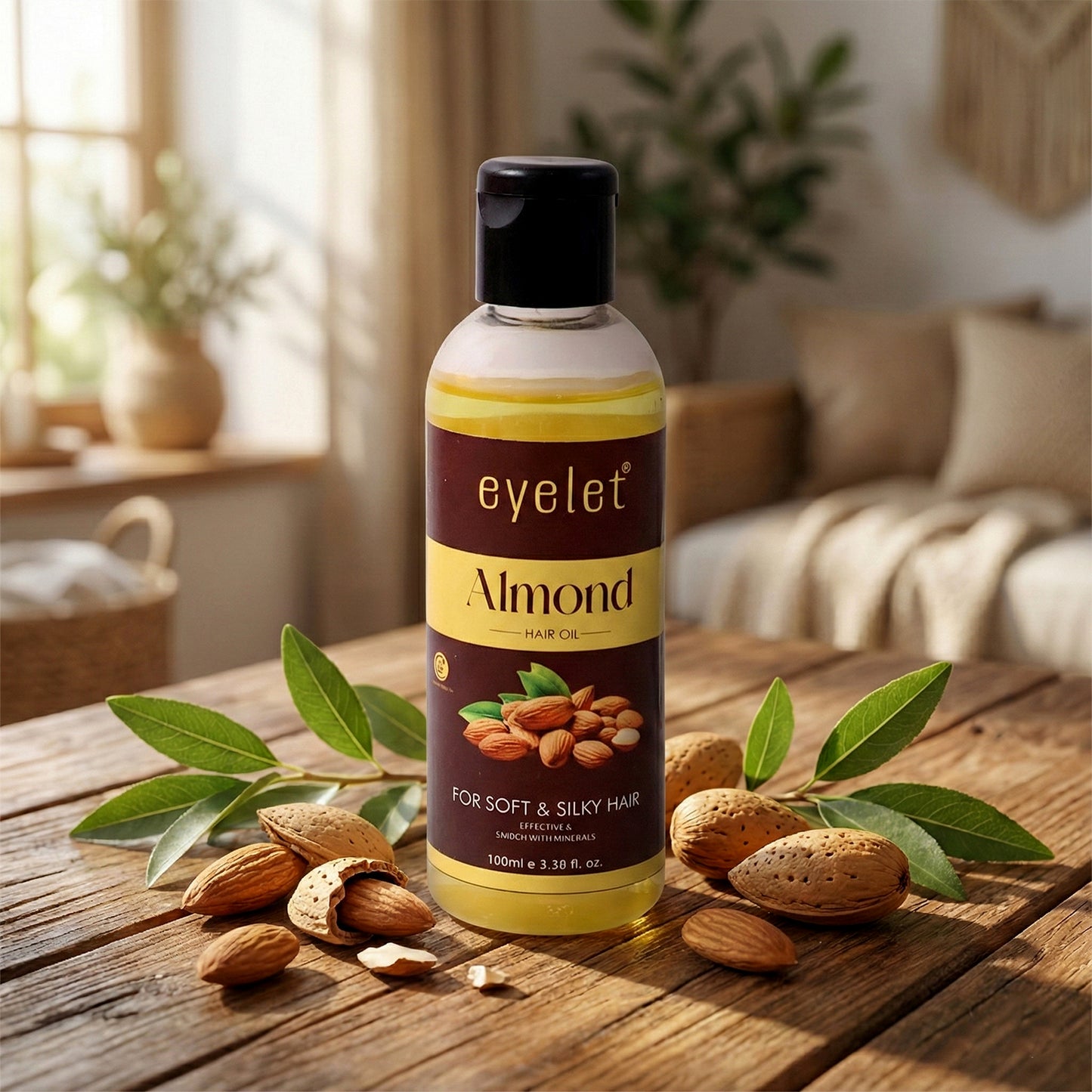 Eyelet Almond Hair Oil 100ml – Enriched with Minerals for Soft & Silky Hair (100 ML)