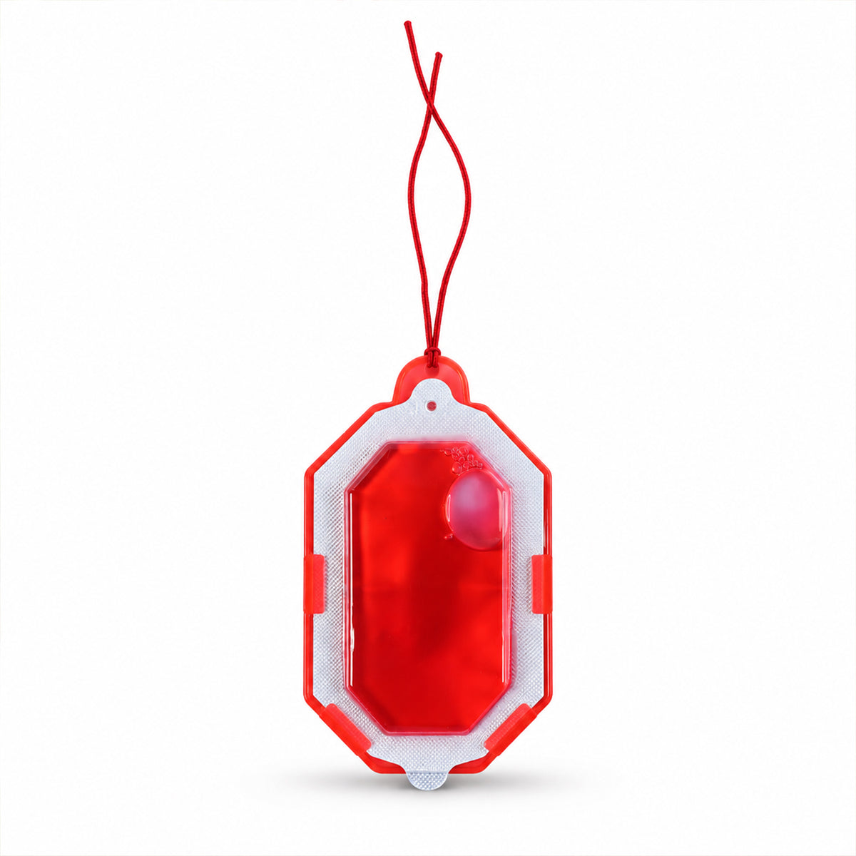 Detailed view of hanging bathroom air freshener.