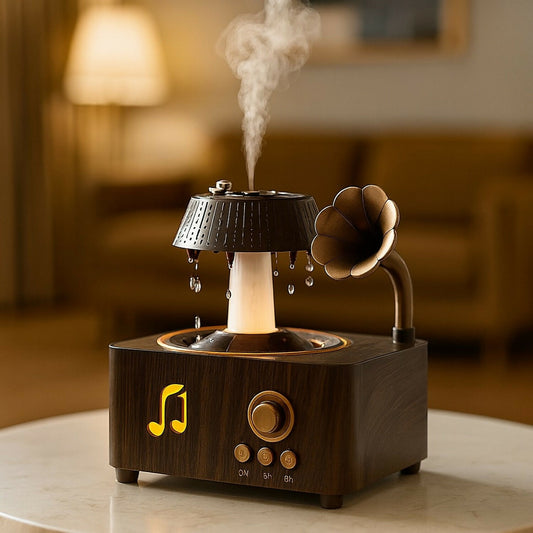 Vintage Record Player Aroma Diffuser with LED Mist & Timer – V98 Humidifier
