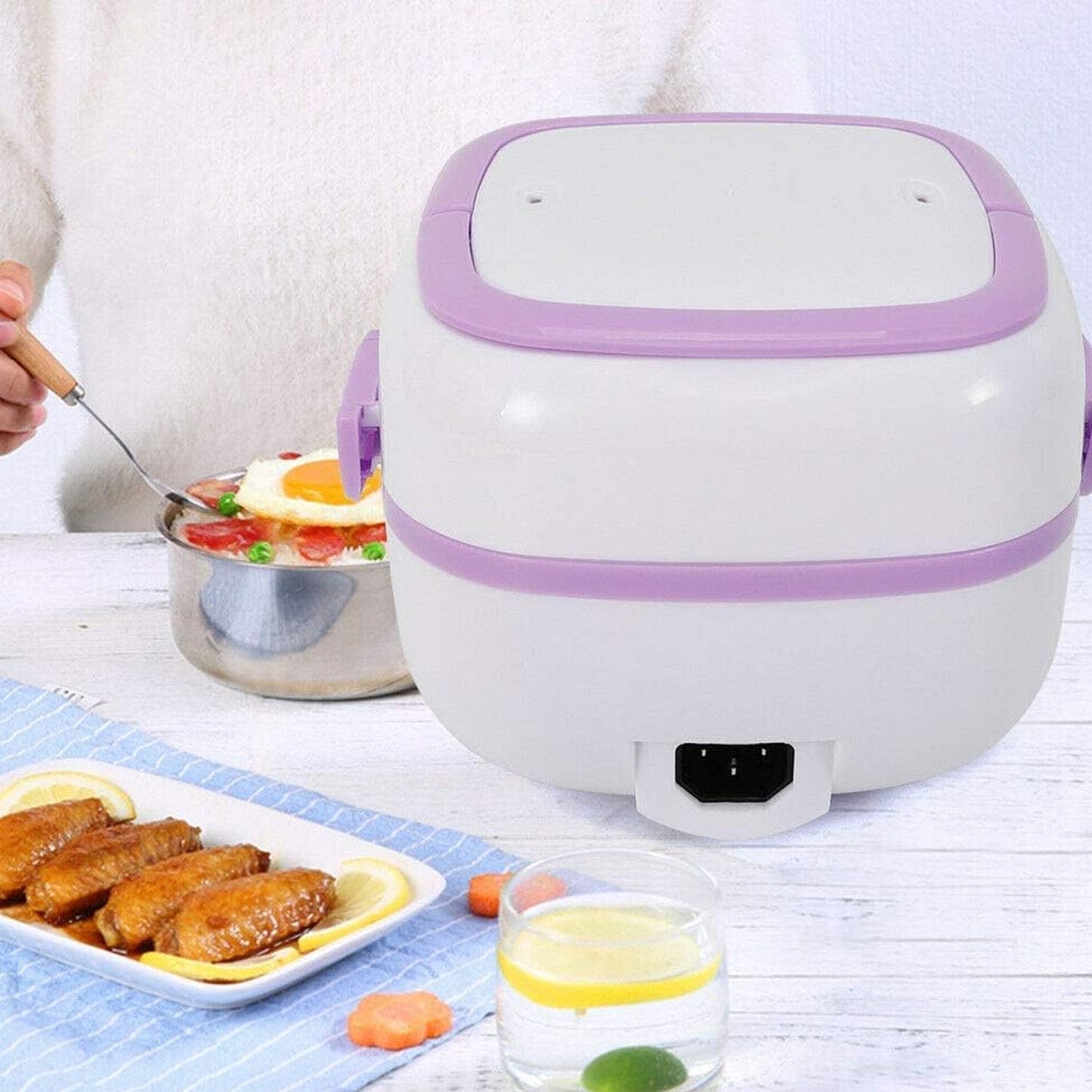 Customize Electric Lunch Box Portable Food Warmer Food Heating Lunch Box Removable Food-Grade Stainless Steel Compartments, 220V 200W, for Car, Truck, office