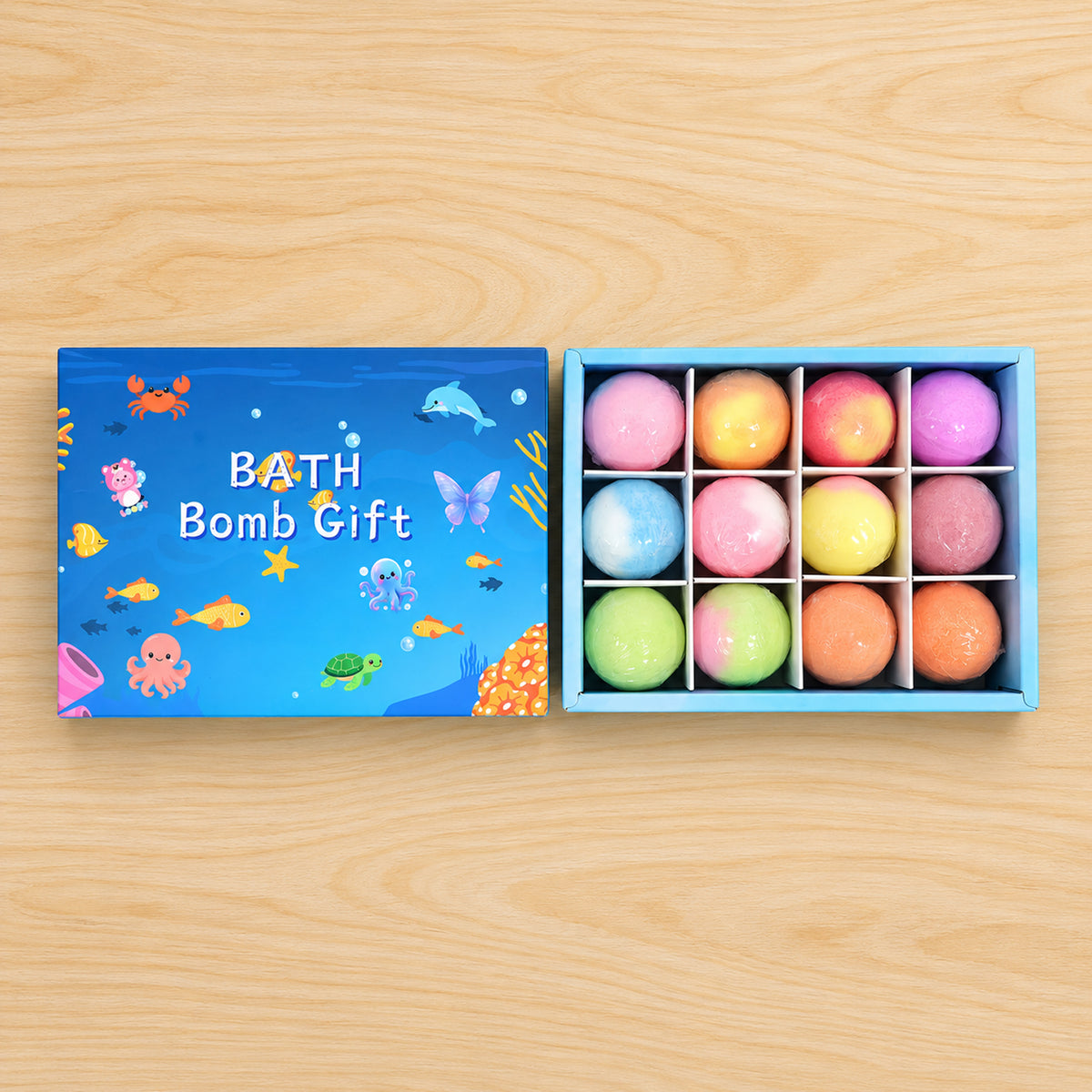 Colourful Fizzing Bath Bomb with Surprise Toy for Playful Bath Time (12 Pc)