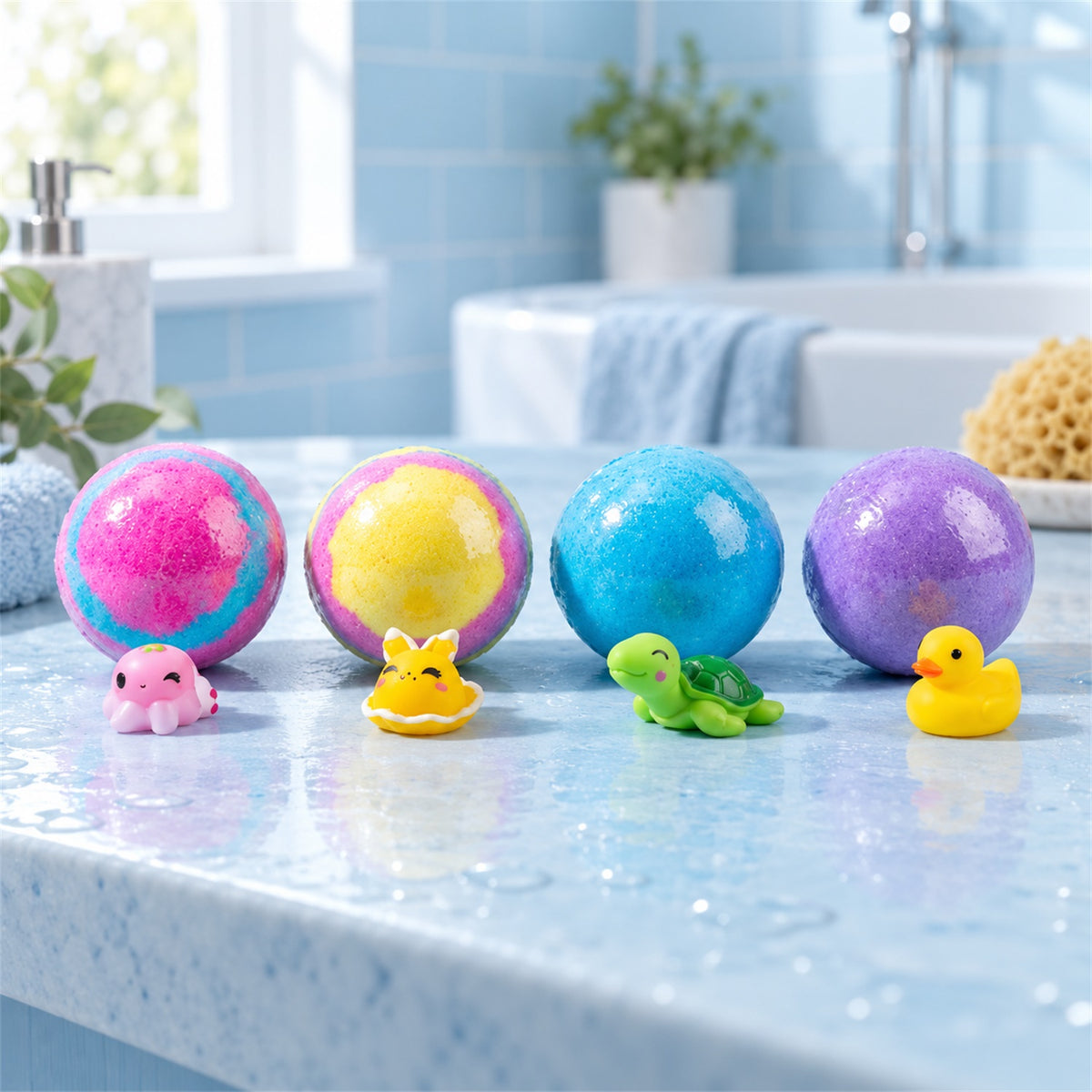 Colourful Fizzing Bath Bomb with Surprise Toy for Playful Bath Time (12 Pc)