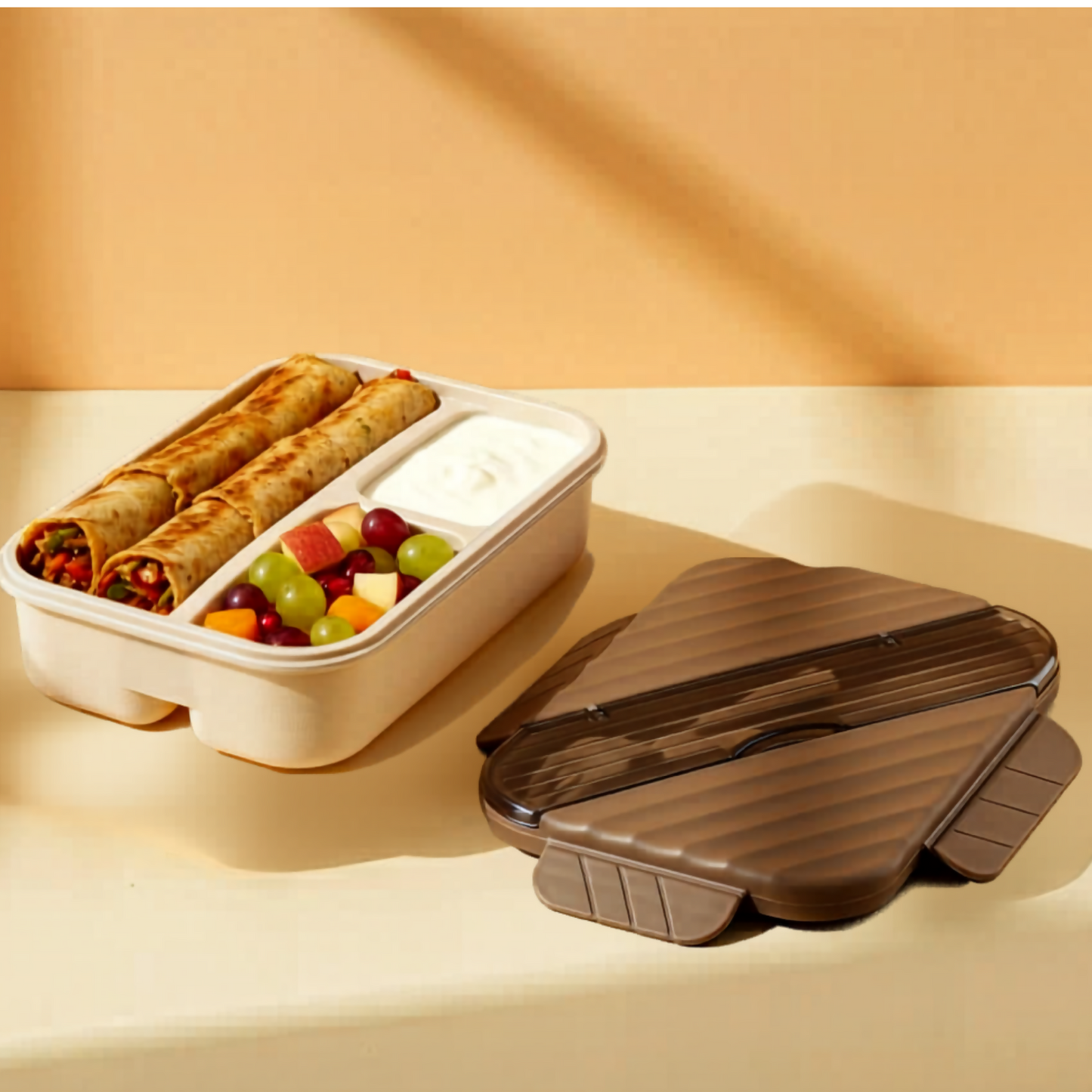 Lunch Box with Spoon & Fork Leak Proof Bento Lunch Box for Kids & Adults (3 Compartment)