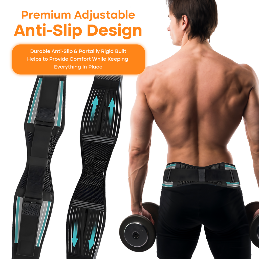 Close-up of durable & anti-slip design of back support belt