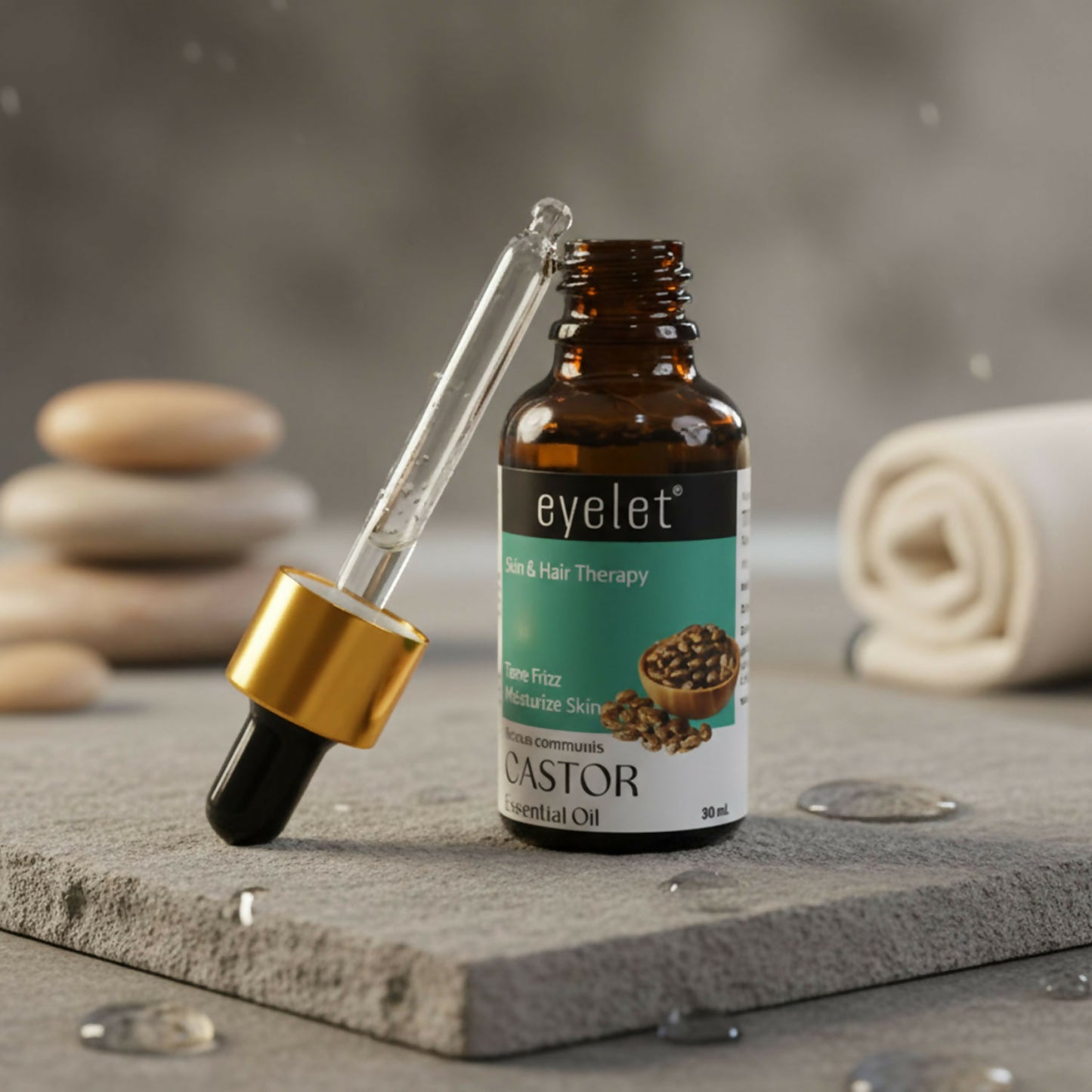 Eyelet Castor Essential Oil for Skin & Hair Therapy Tame Frizz & Moisturize Skin (30ML)
