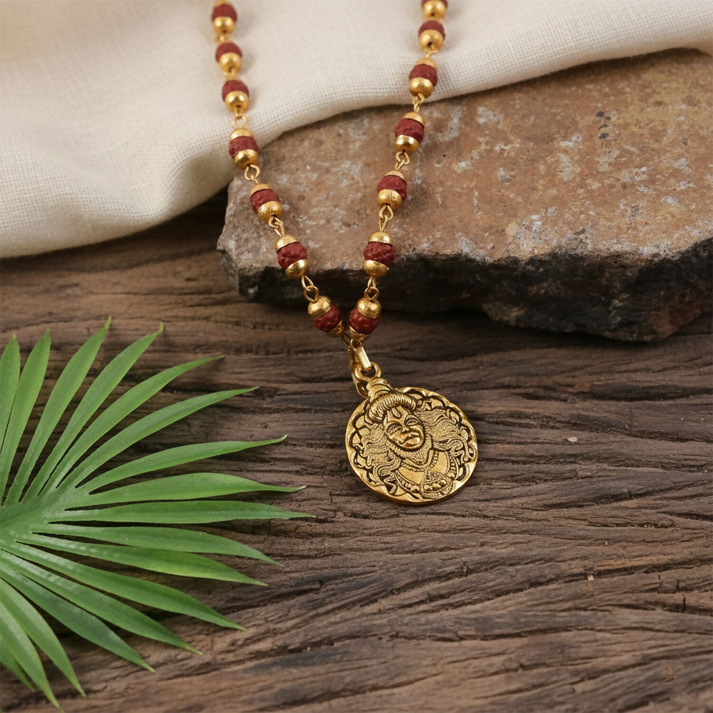 Hanuman Pendant With Rudraksha Mala & Bracelet Combo