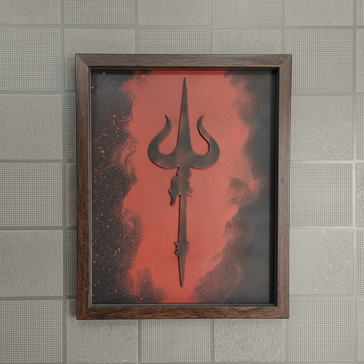 Mahadev Trishul Wall Art Frame – Minimalist Lord Shiva Trident Decor | Modern Spiritual Wall Art for Living Room, Meditation & Pooja Room