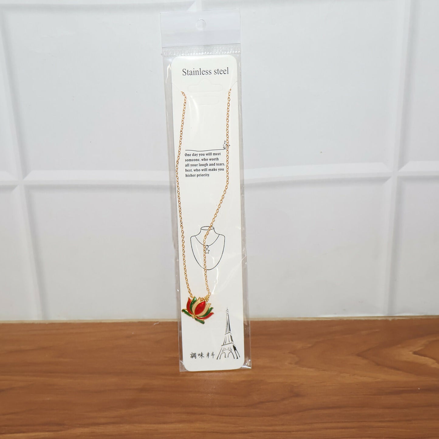 Traditional Lotus Flower Design Pendant Necklace with Chain for Women