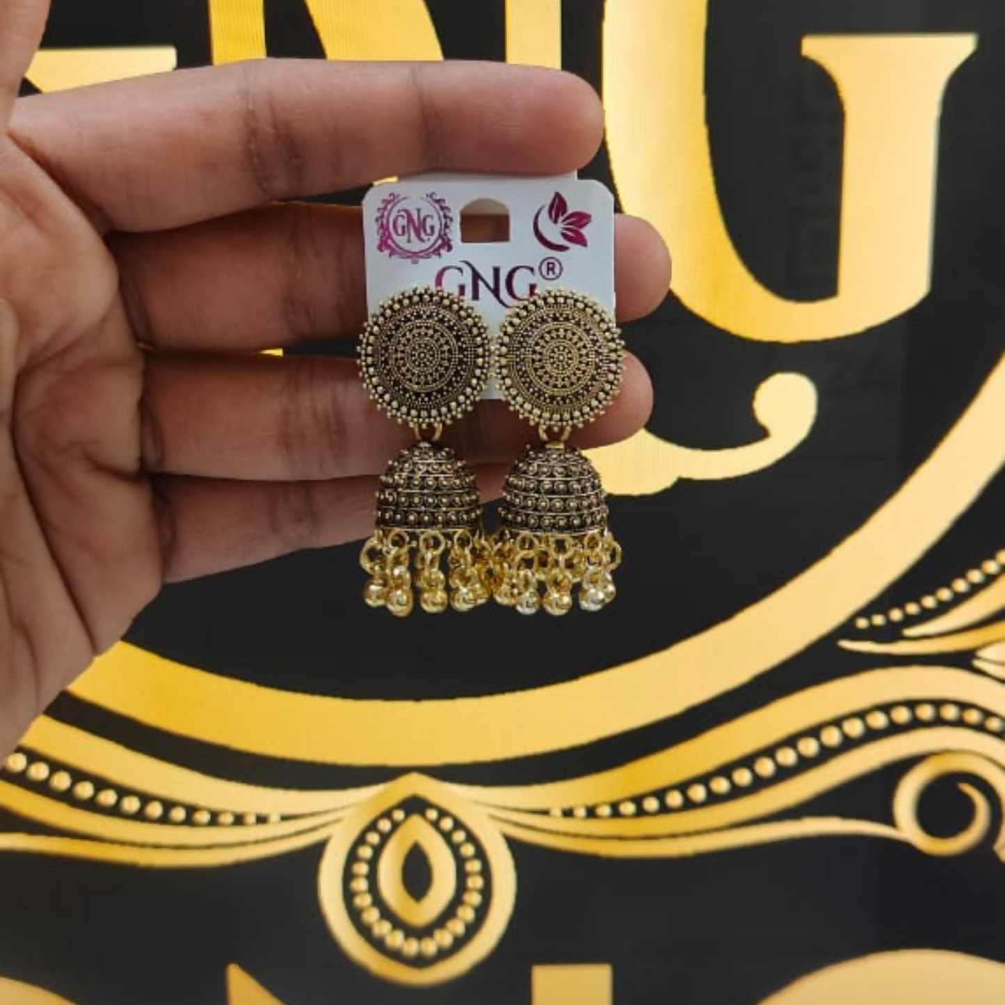 Traditional Gold Finish Jhumka Earrings