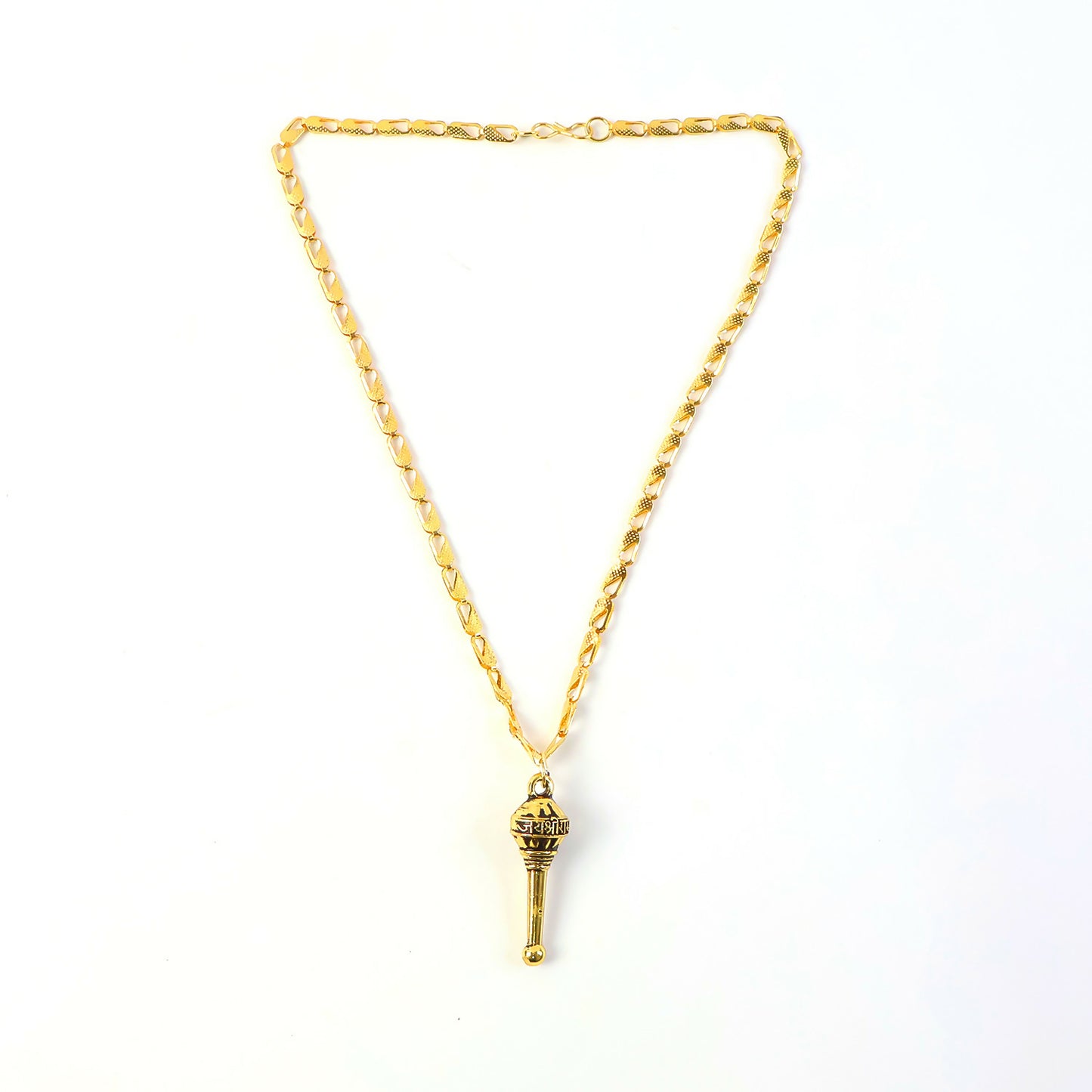 Golden Hanuman Gada Pendant with Chain – Devotional, Stylish & Lightweight Accessory for Daily Wear