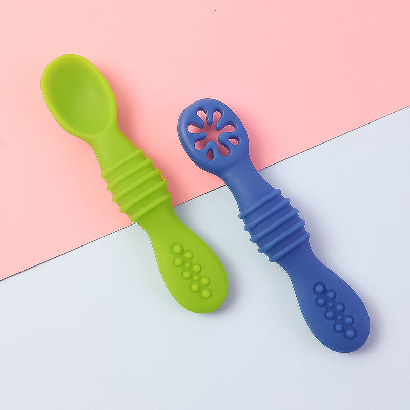 Silicone Baby Training Spoons (Set of 2) – Soft, Food-Grade, BPA-Free, for Infants 3+