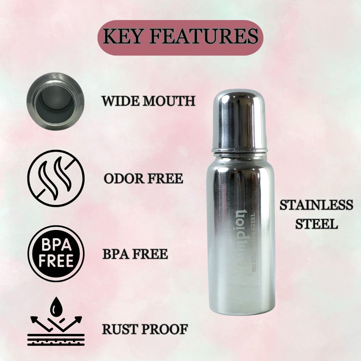 Stainless Steel Baby Feeding Bottle 250 ML