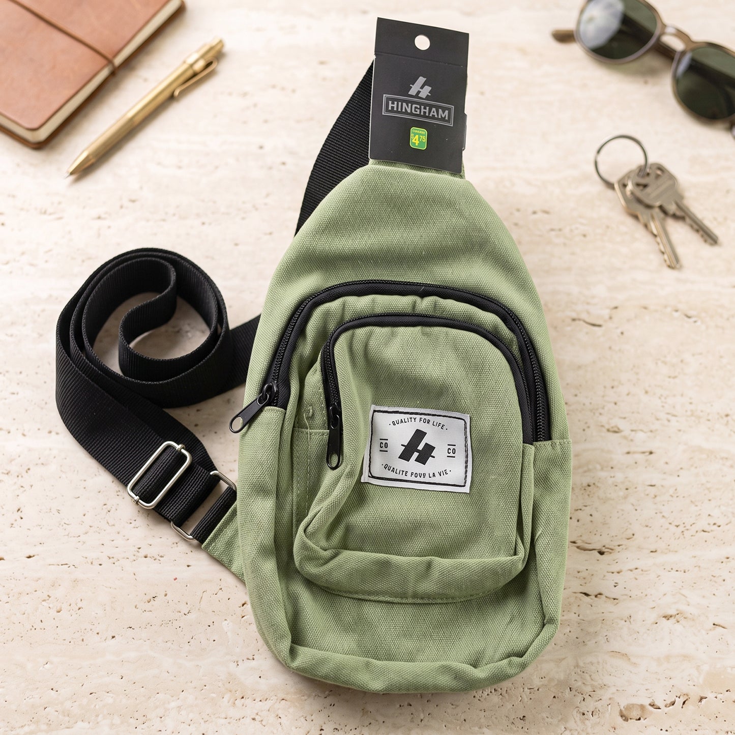 Multi Pocket Sling Crossbody Bag, Compact Canvas Chest Bag with Strap (1 Pc)