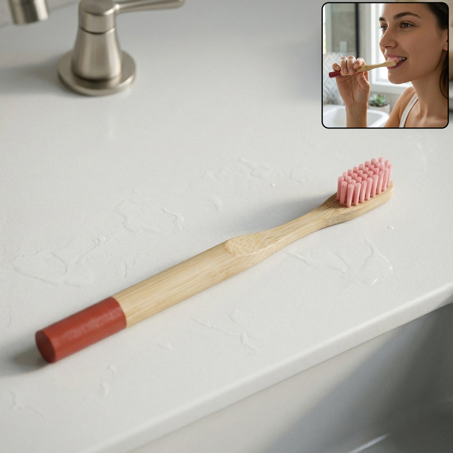 Eco friendly bamboo toothbrush with round handle