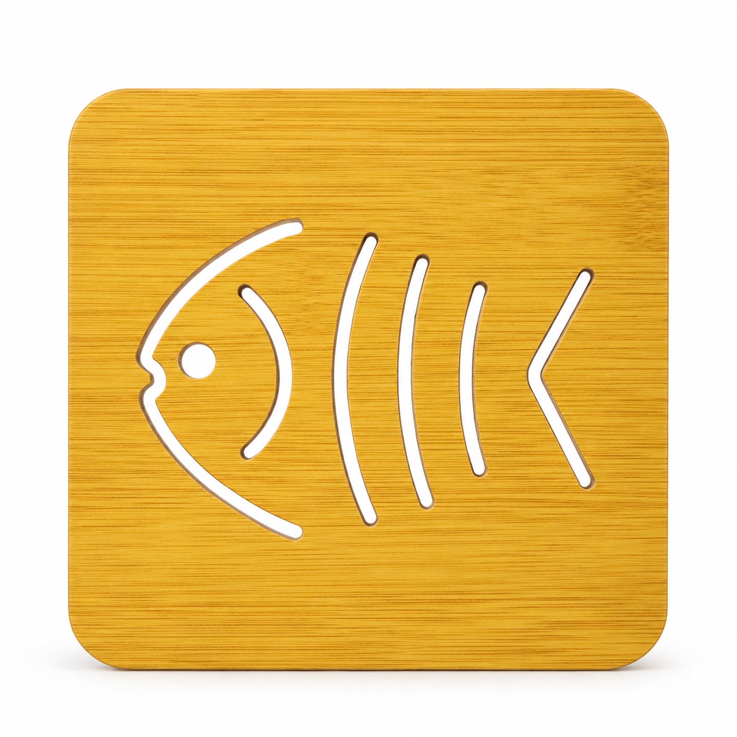 Square wooden fish-design coaster trivet 5