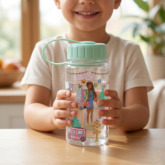 Kids water bottle with school theme print