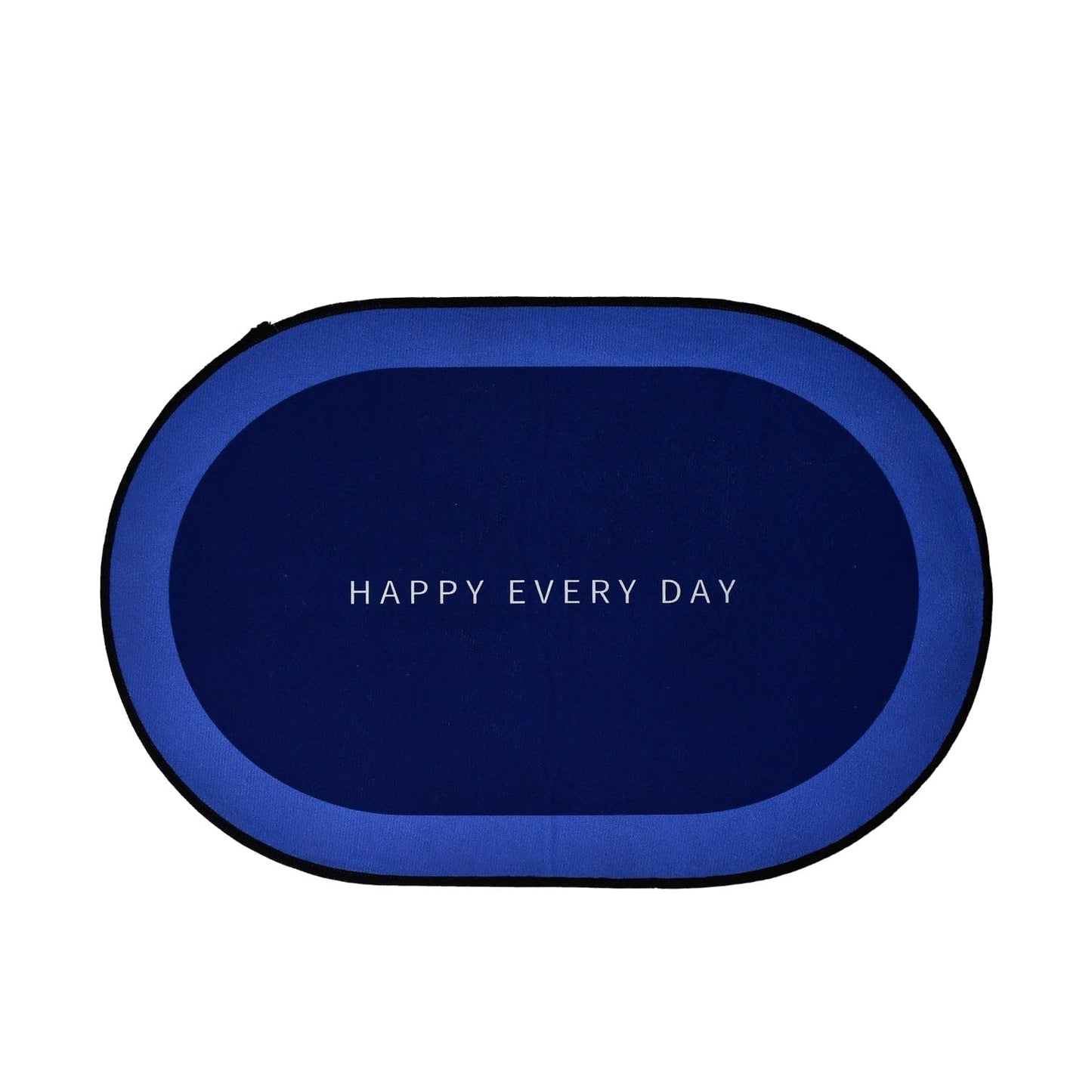 Clean blue bath mat rolled out, demonstrating absorbent and quick-dry qualities