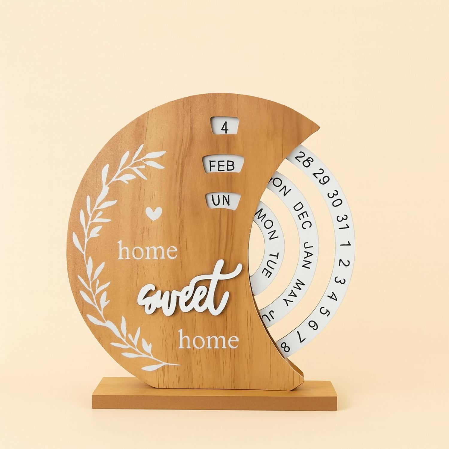 Rustic Wooden Perpetual Desk Calendar – “Home Sweet Home” Decorative Wooden Block Calendar with Rotating Date, Month & Day Display – Reusable Tabletop Organizer for Office, Study & Home Décor