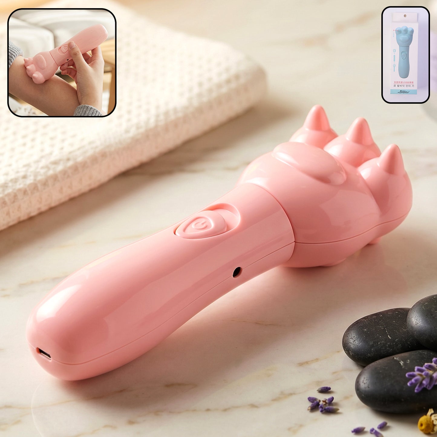 Portable bear shaped hand massager with button control