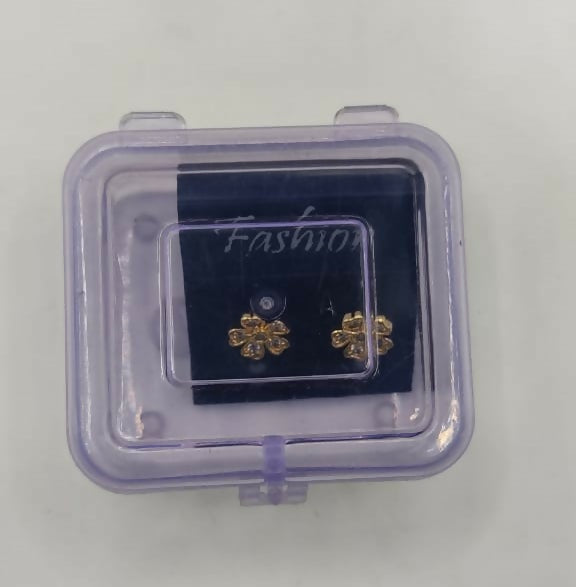 Diamond & Gold Filigree Square Stud Earrings | Floral Design AD for women & girls