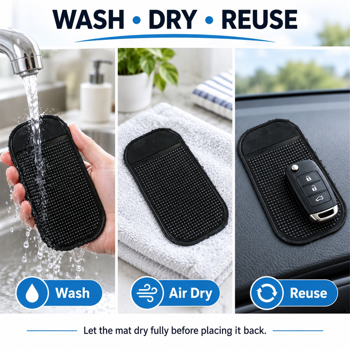 Non-Slip Silicone Dashboard Mat - Large Size Grip (1 Pc Mix Color)