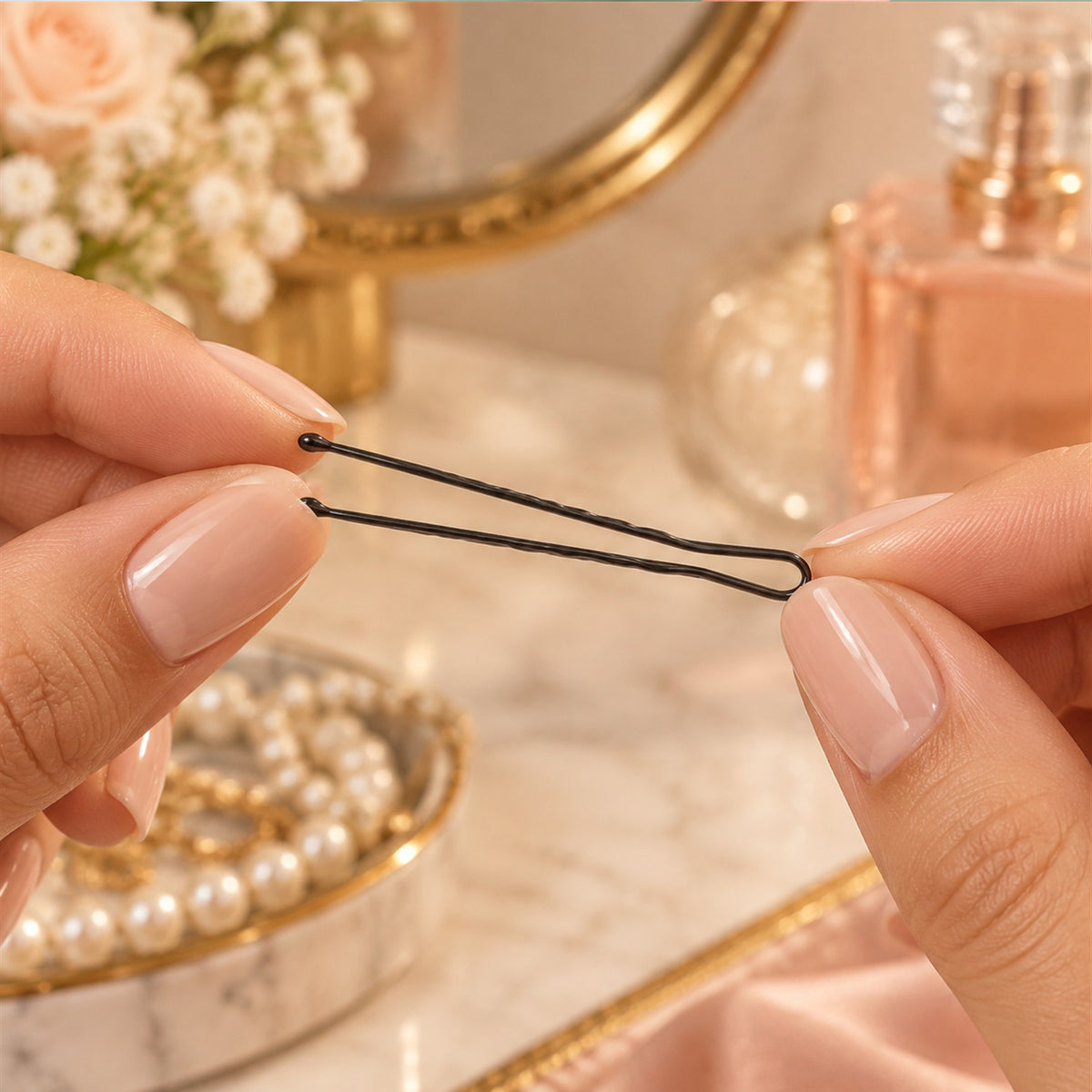Metal Bobby Hair Pins with Wavy Grip and Rounded Tips for Everyday Styling (25 Pc)