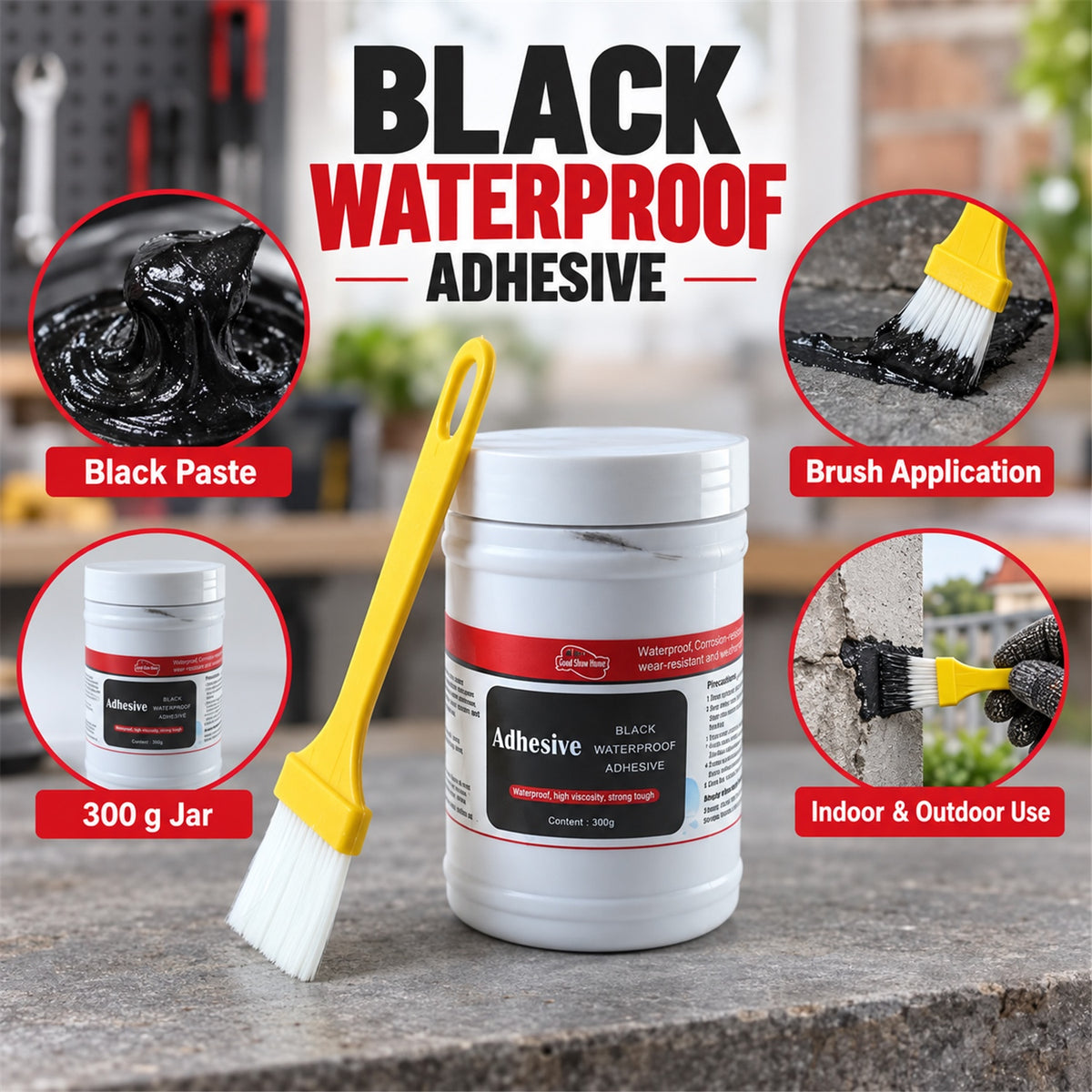Black Waterproof Adhesive Paste – Heavy Duty 300 Gm Leak Sealant
