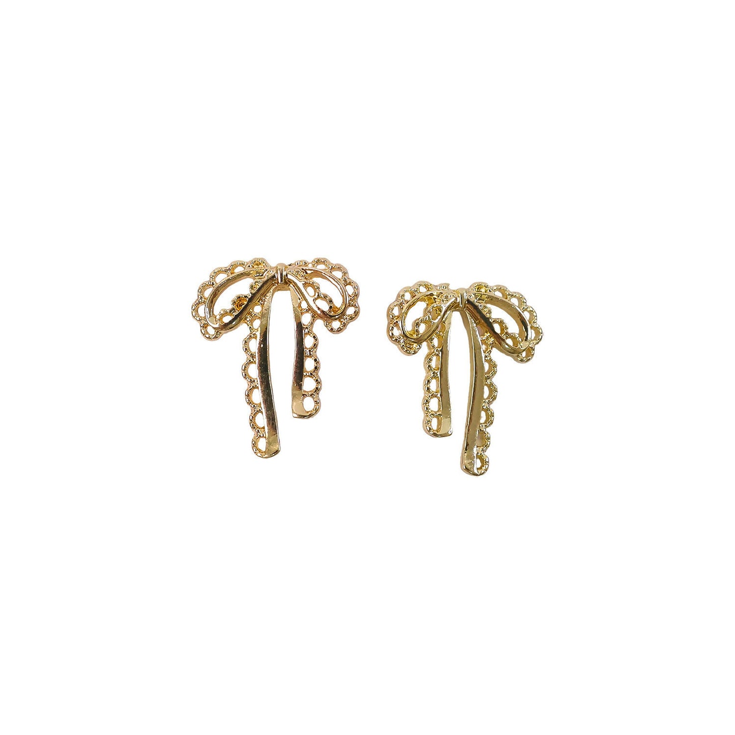 Elegant Gold Bow Drop Earrings for Women | Korean Style Designer Ribbon Earrings