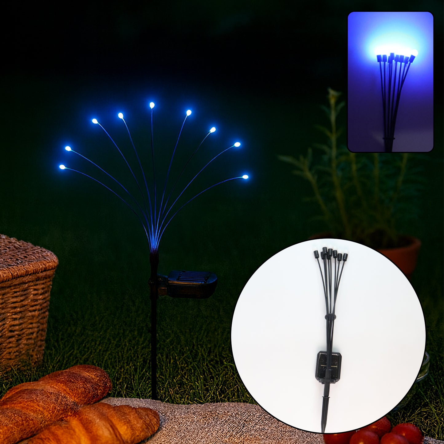 Solar LED Fiber Optic Garden Light - (1 Pc)