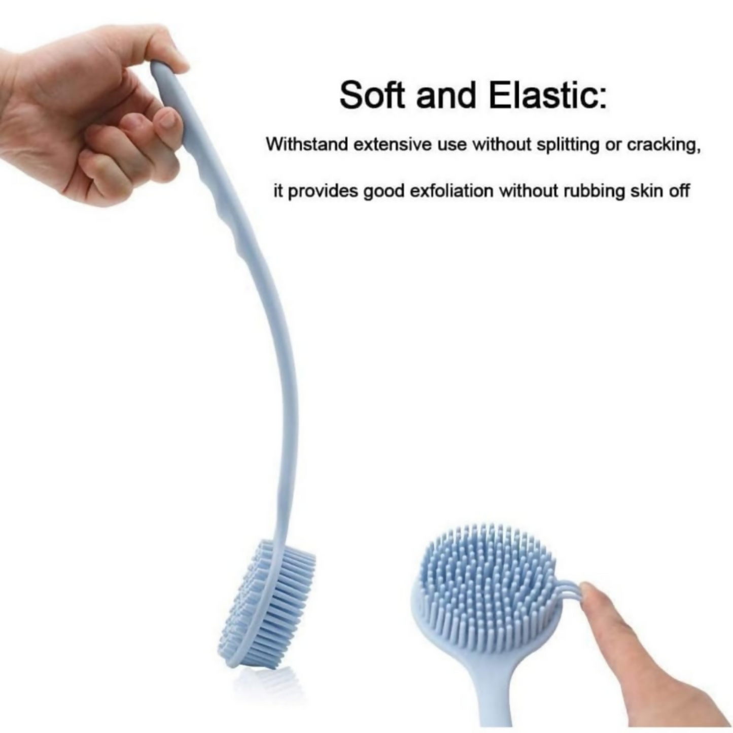 Long Handle Silicone Bath Brush for Body Cleaning & Massage