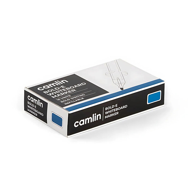 Camlin Bold-E Whiteboard Marker – Blue Color Bold Writing Refillable Markers (Pack of 10)