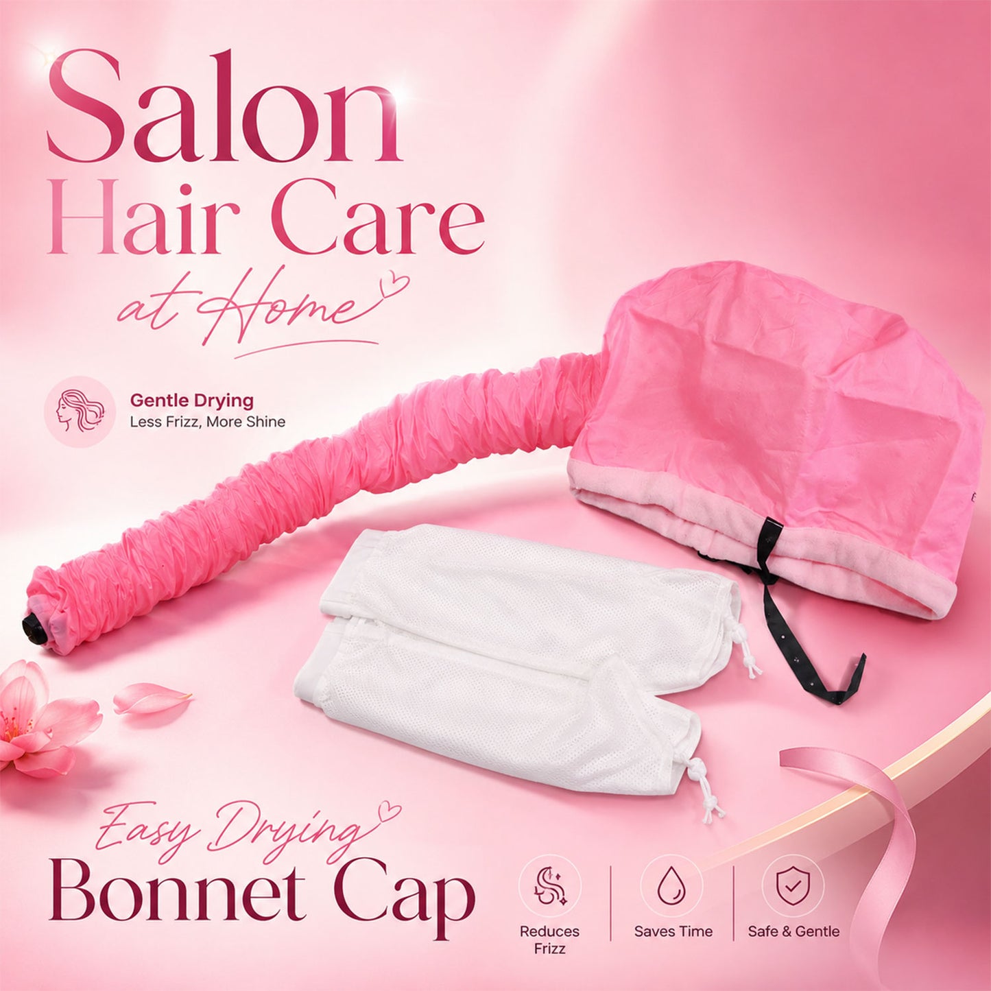 White hooded bonnet dryer attachment on background