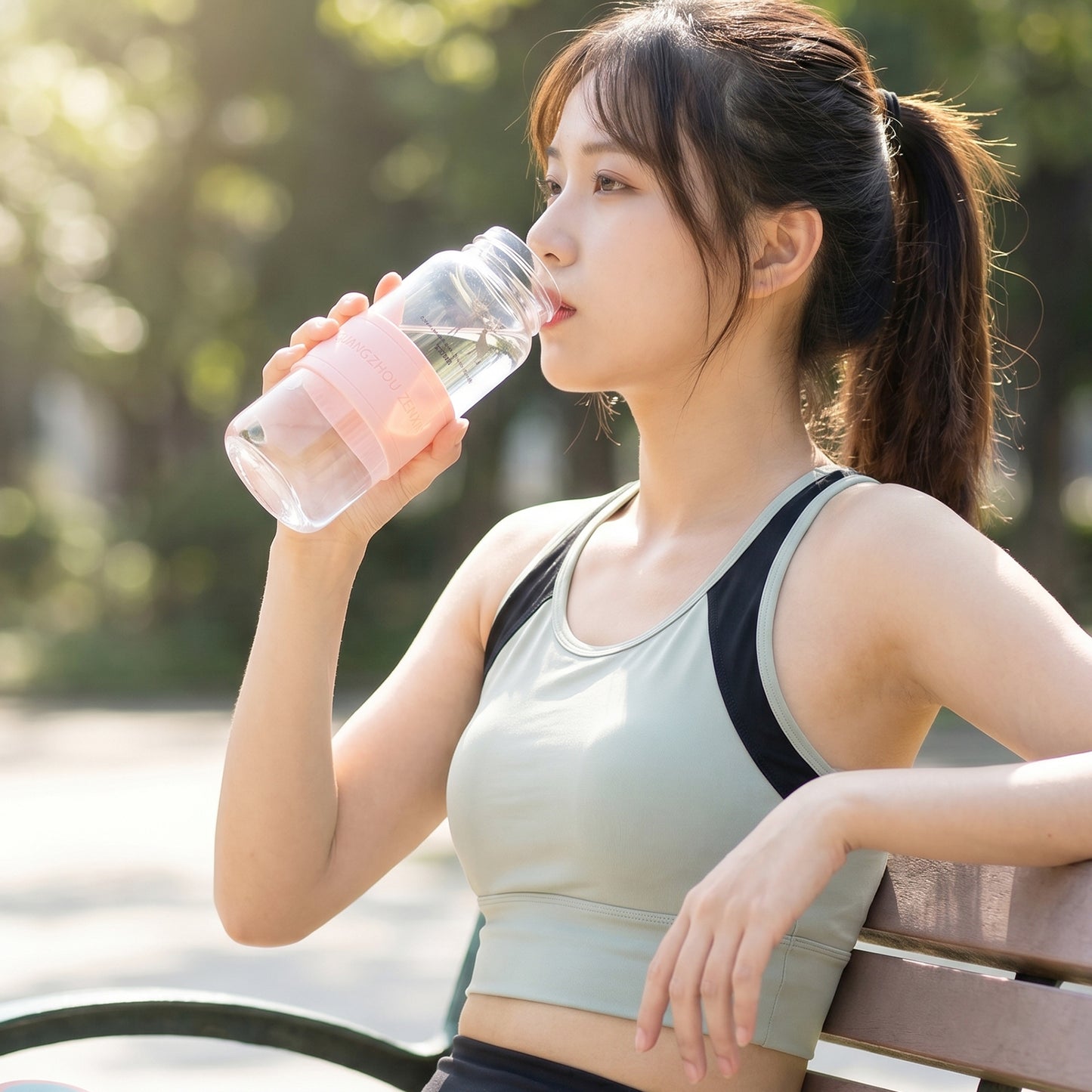 Portable Glass Water Bottle 230ml with Silicone Sleeve and Carry Strap (1 Pc) view 4