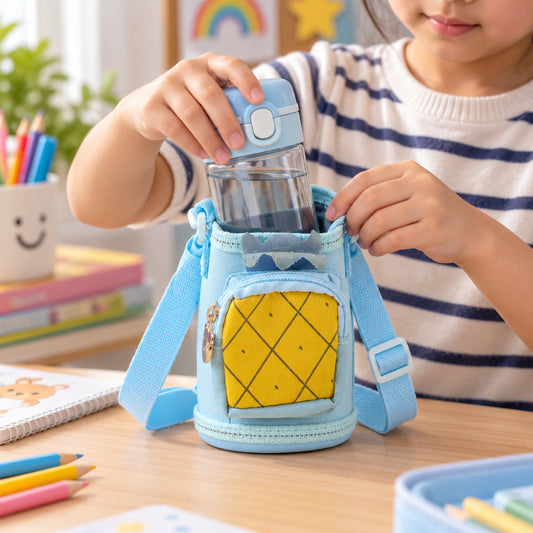 Kids water bottle carrier sling pouch
