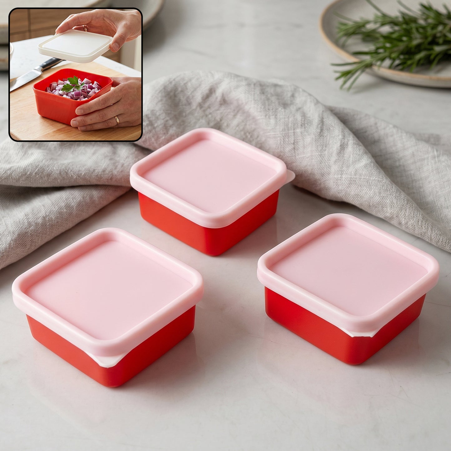 Mini plastic food container 3-piece set