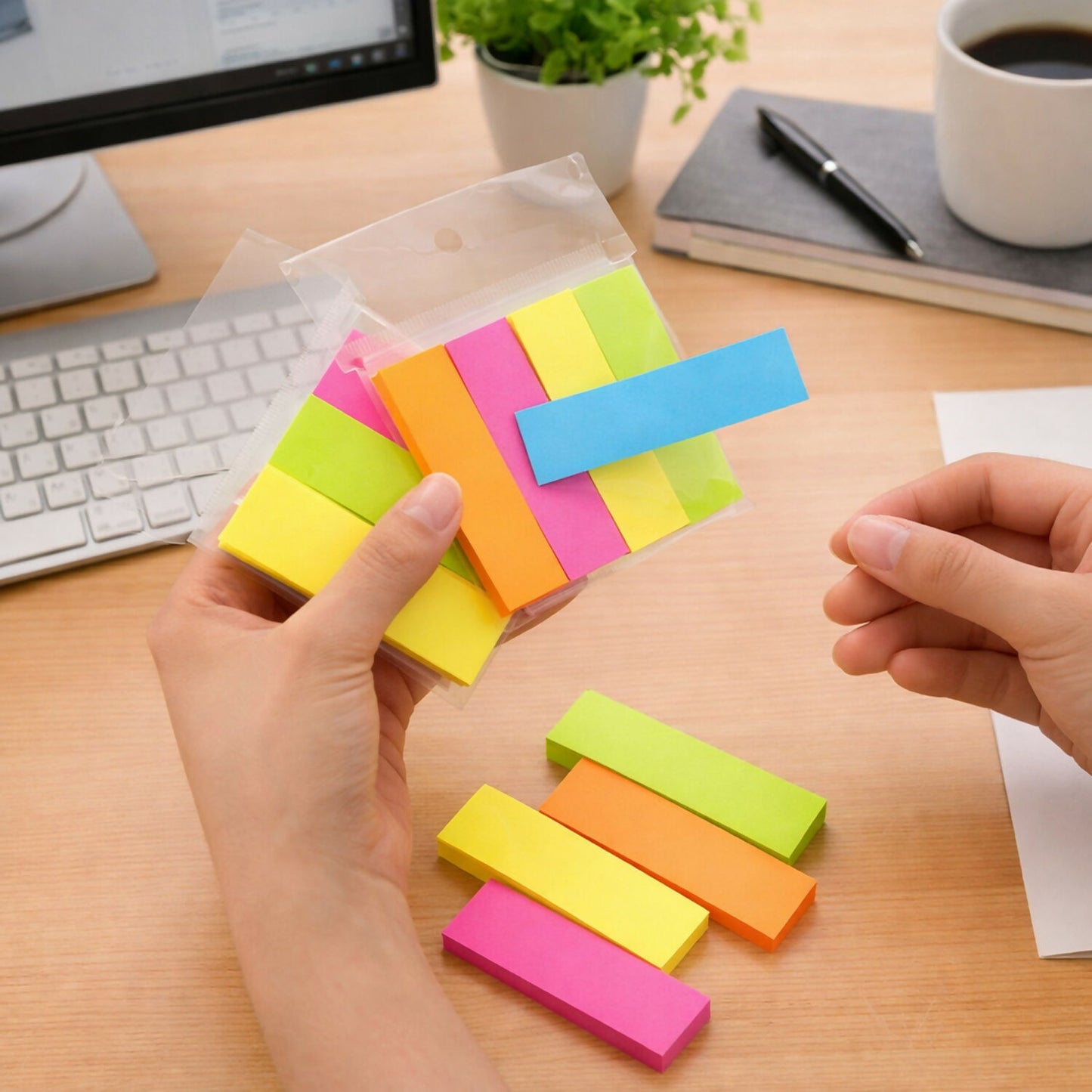 Self Sticky Notes Pad 4 Multicolour with Strong Adhesive (18.75×4×75 mm,40 Sheets,6 Pack Combo)