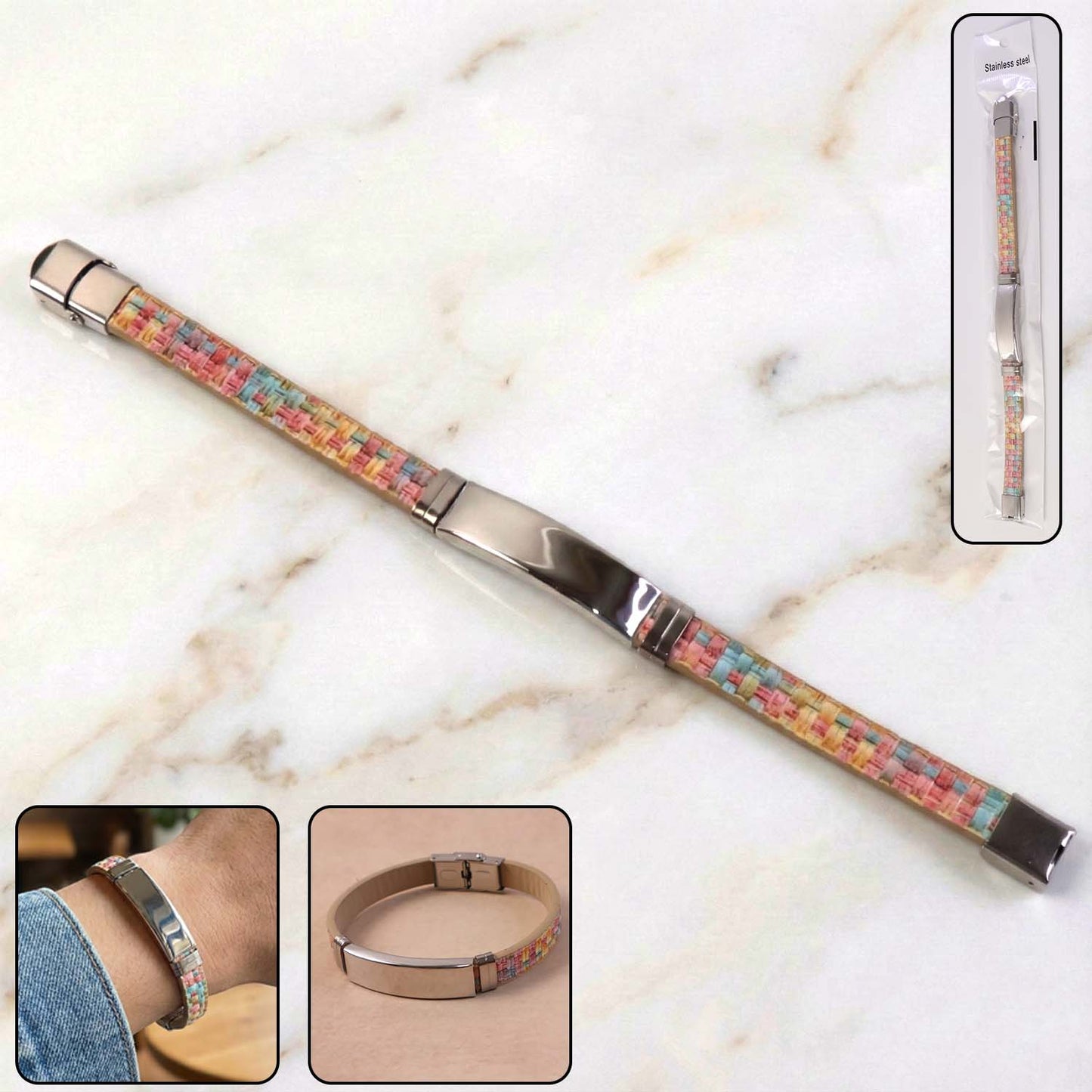Premium Fancy Wrist Bracelet with Multicolor Woven Design (1 Pc)