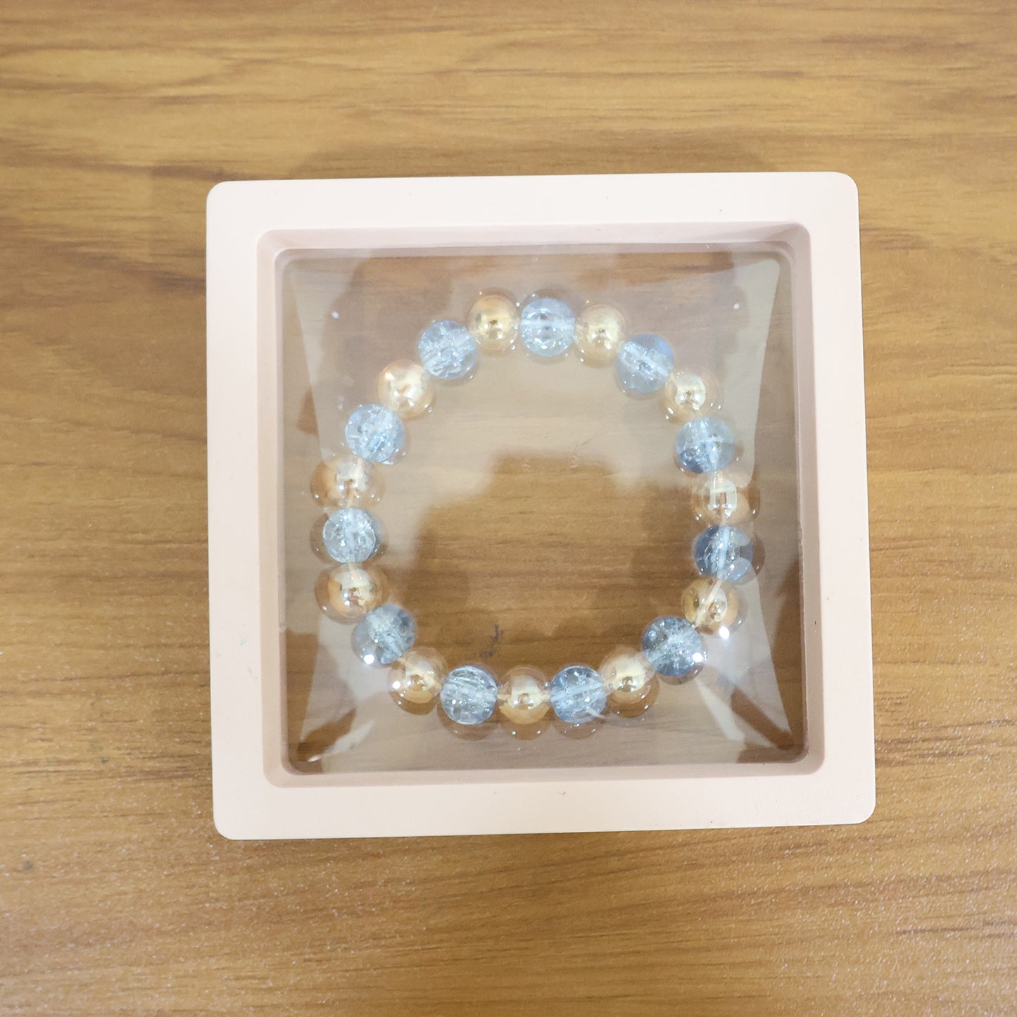 Elegant Dual-Tone Crystal Beaded Stretch Bracelet (1 Pc)