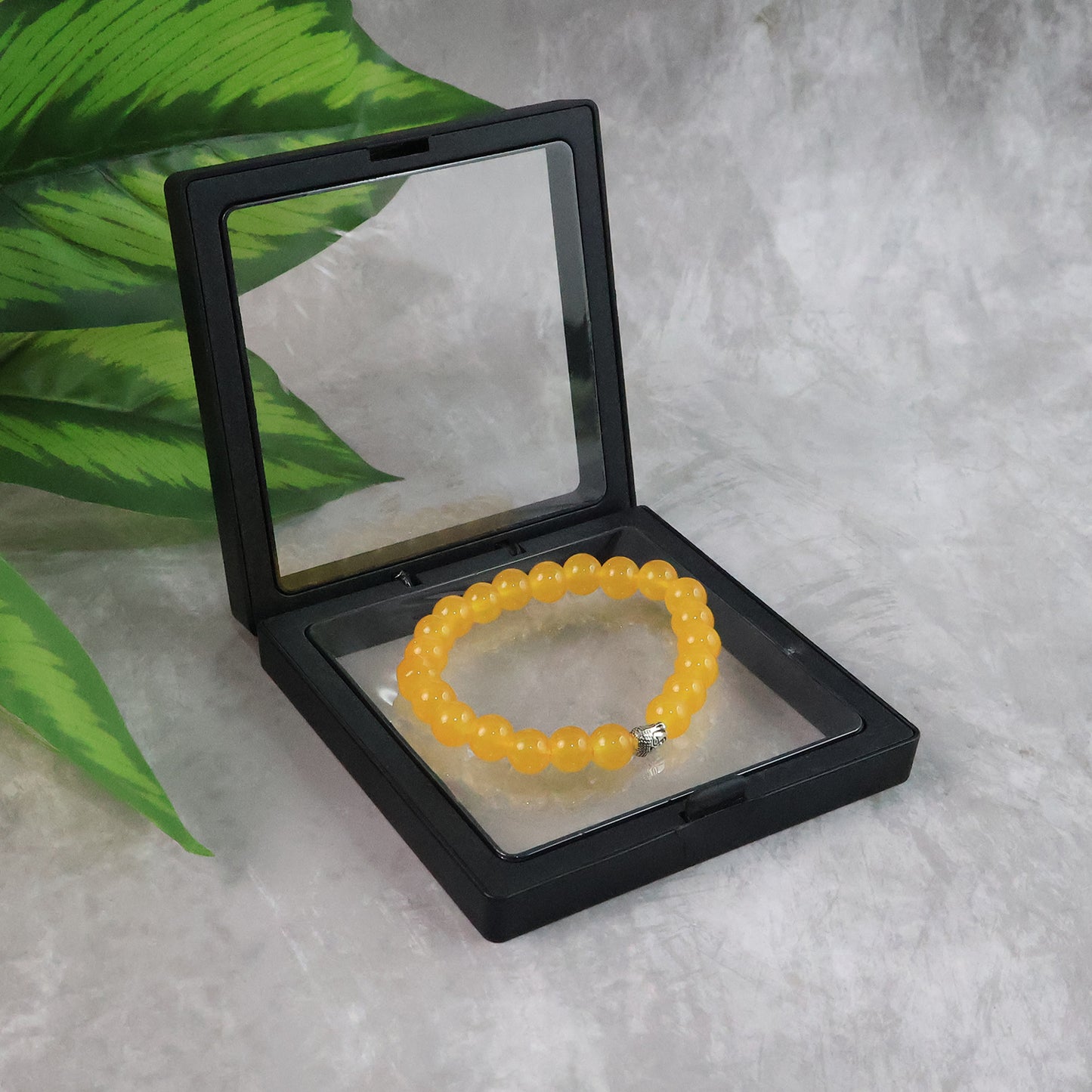 Elegant Yellow Buddha Charm Bracelet With Air-Tight Display Box