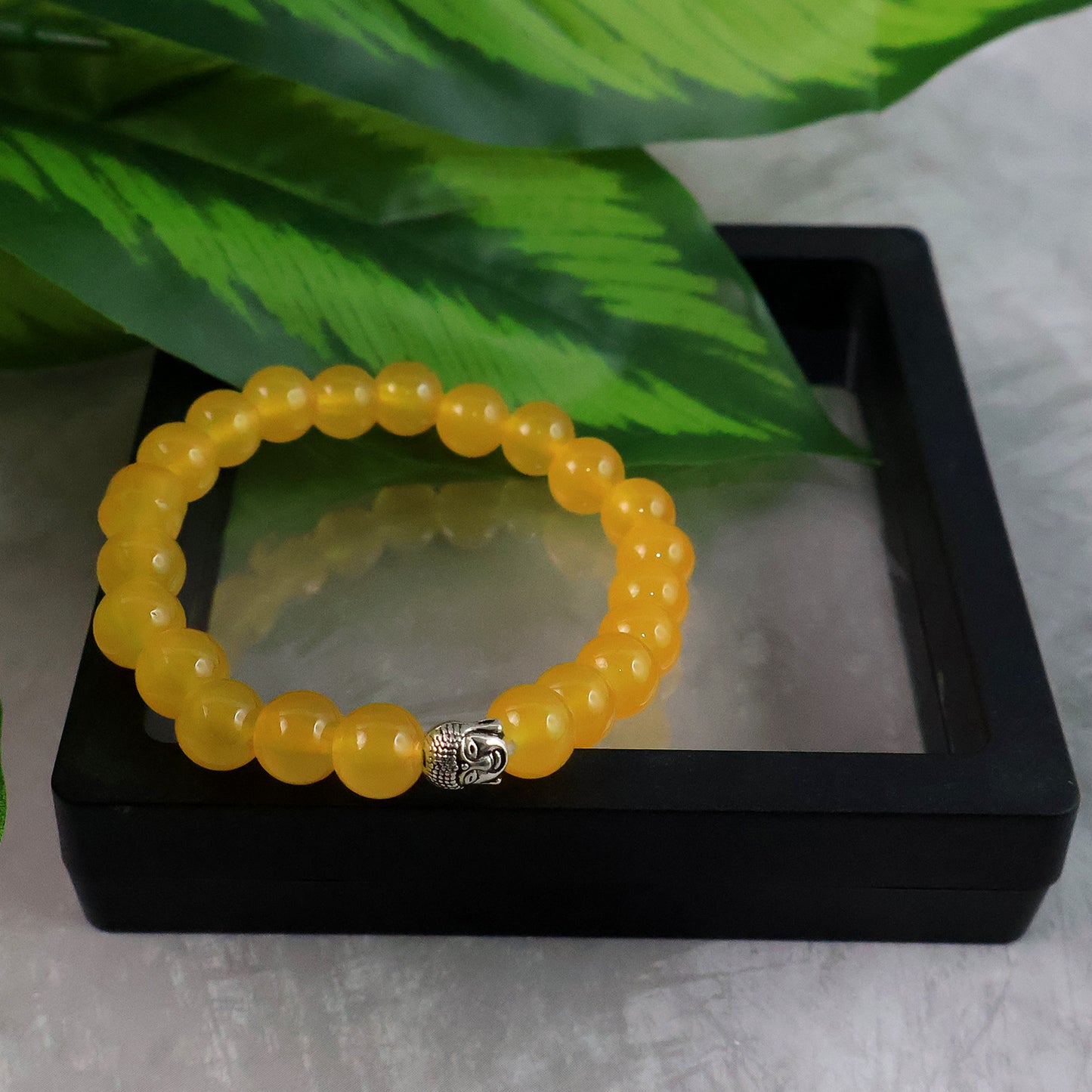 Elegant Yellow Buddha Charm Bracelet With Air-Tight Display Box