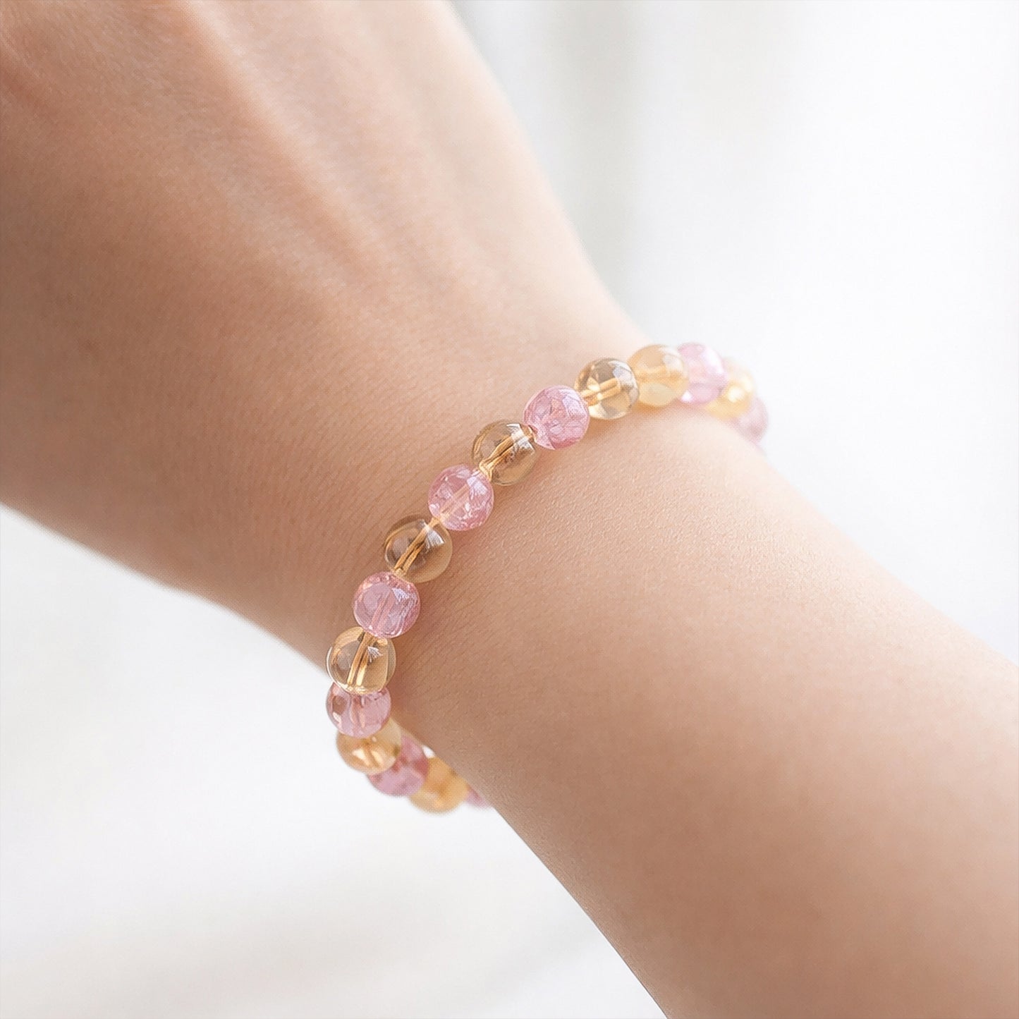 Elegant Pink Crystal Beaded Stretch Bracelet (1 Pc)