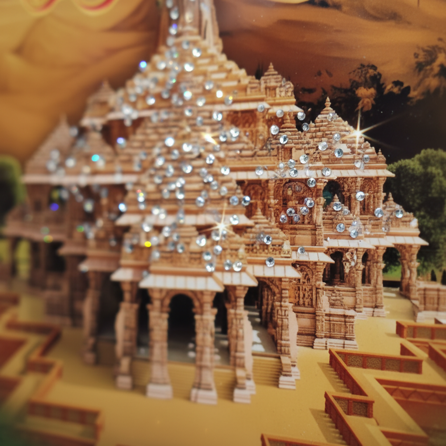 Luxury framed Shree Ram Mandir wall art for home and office