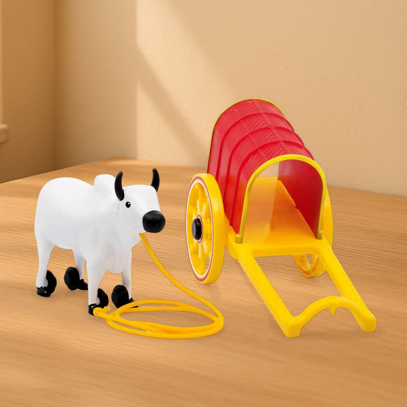 Traditional Bullock Cart Toy for Kids – Classic Pull-Along Educational Village Playset
