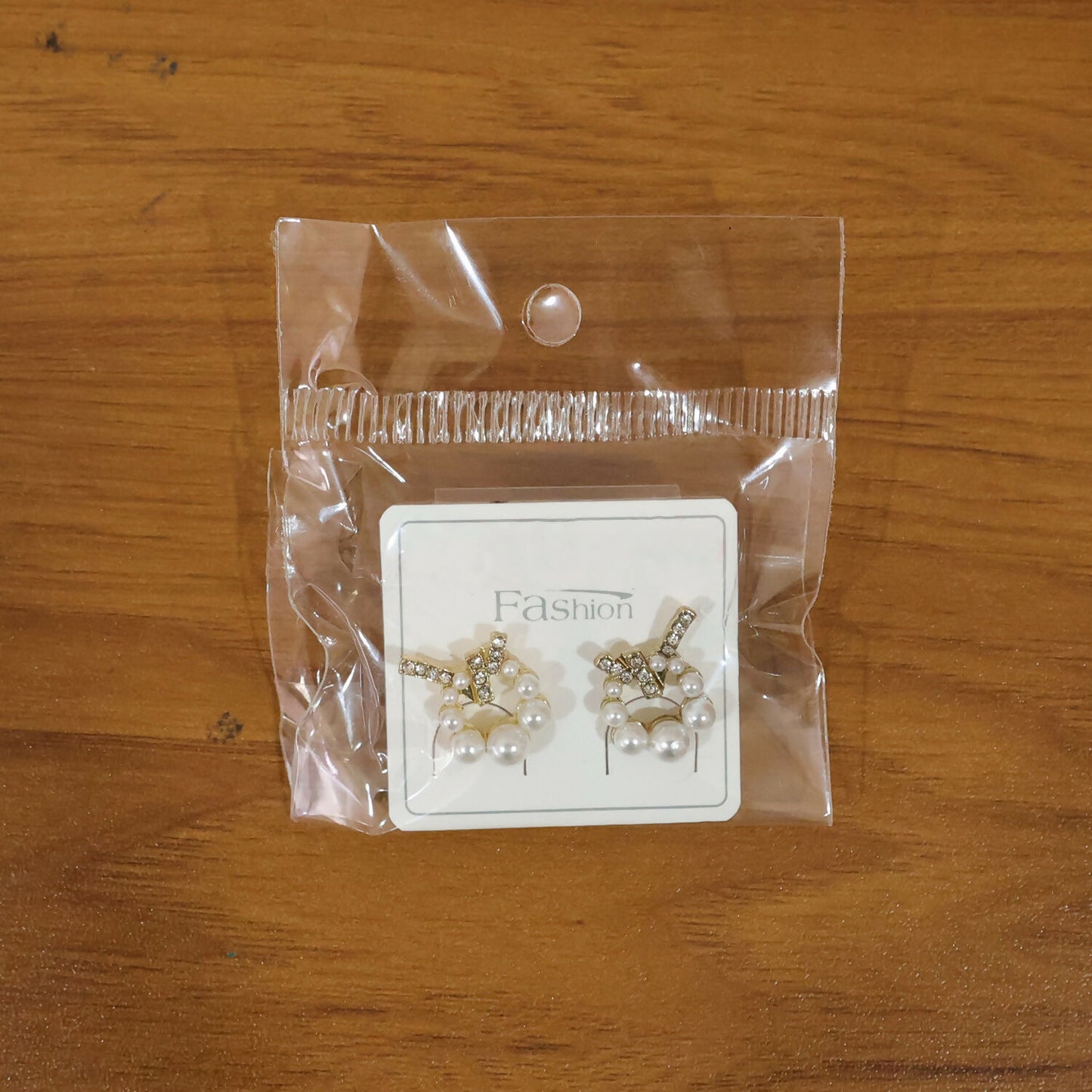 Korean Geometric Crystal Cross & Pearl Wreath Studs For Girls And Women