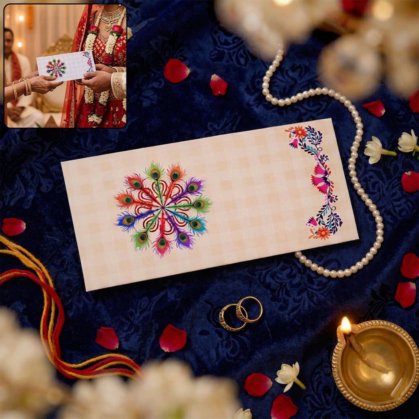 Elegant Wedding Money Envelope Gift Cover with Floral Design Pack of 10