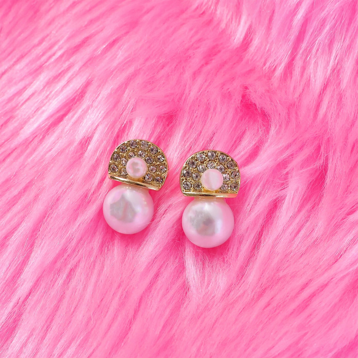 Luxury Crystal & Pearl Drop Earrings for Women & Girls – Gold Plated Designer Statement Earrings