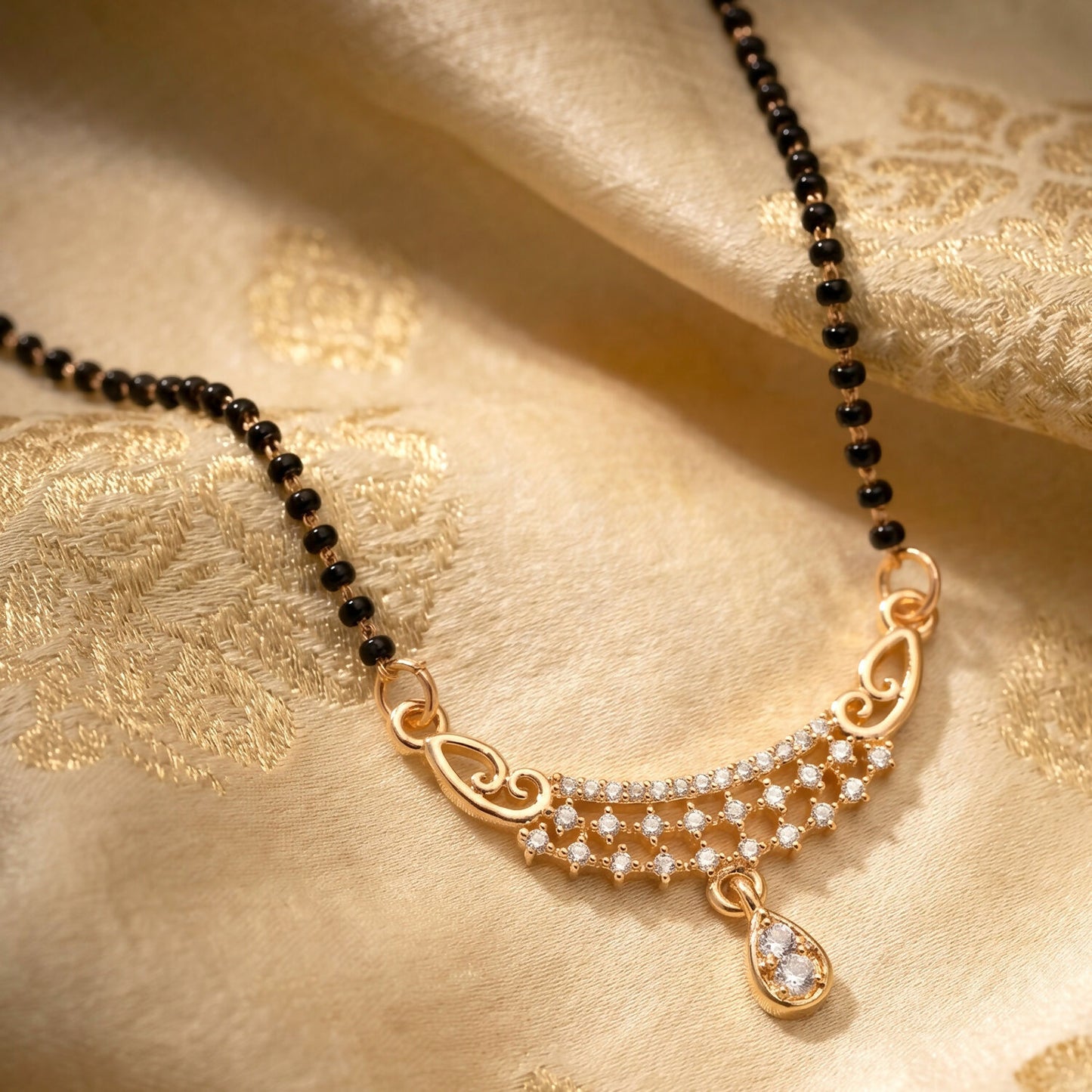 Premium Drop Pendant Mangalsutra with Fine Stone Setting