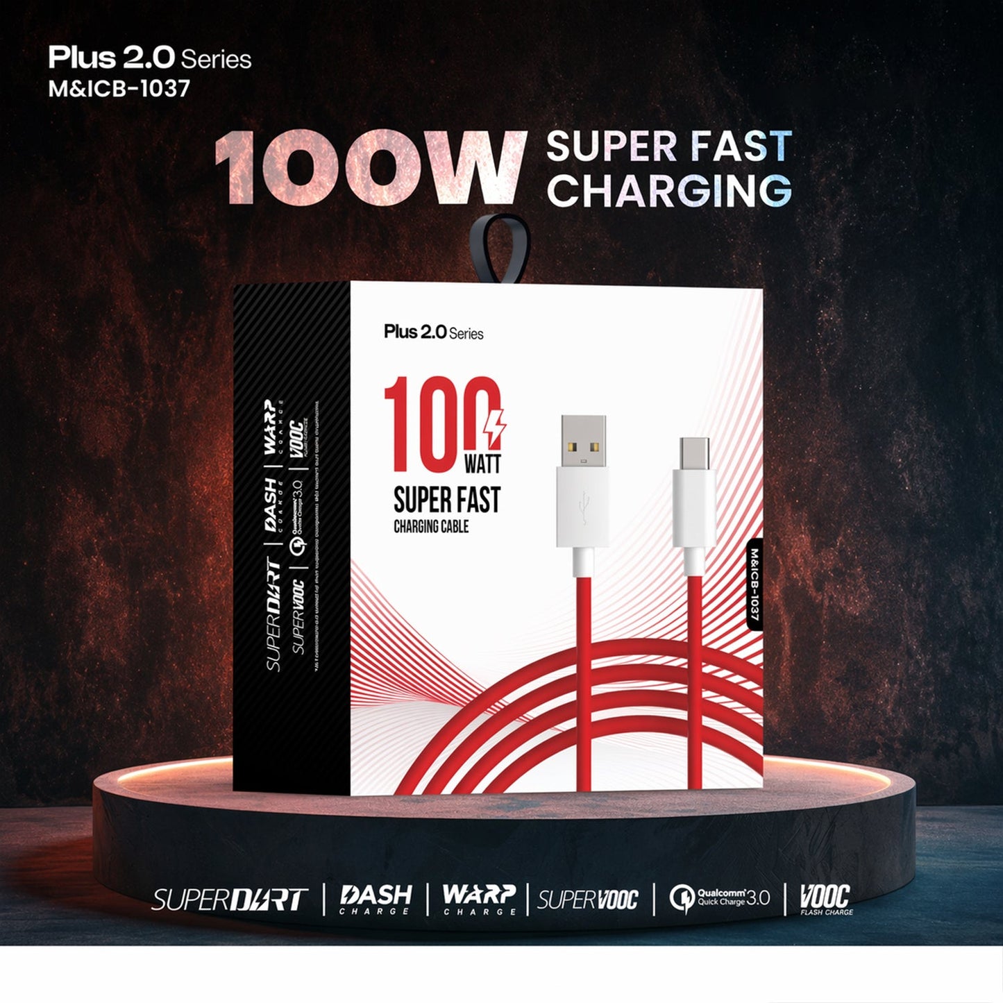 Plus 2.0 Series 100W Super Fast Charging Type C Cable front view
