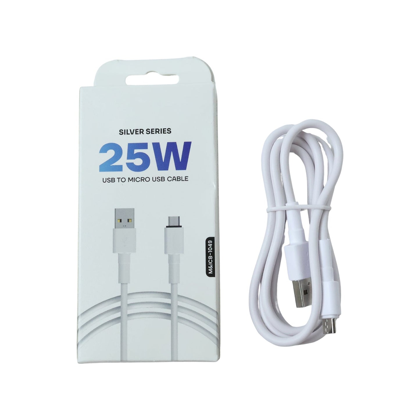 Durable USB to Micro USB charging cable, extended view