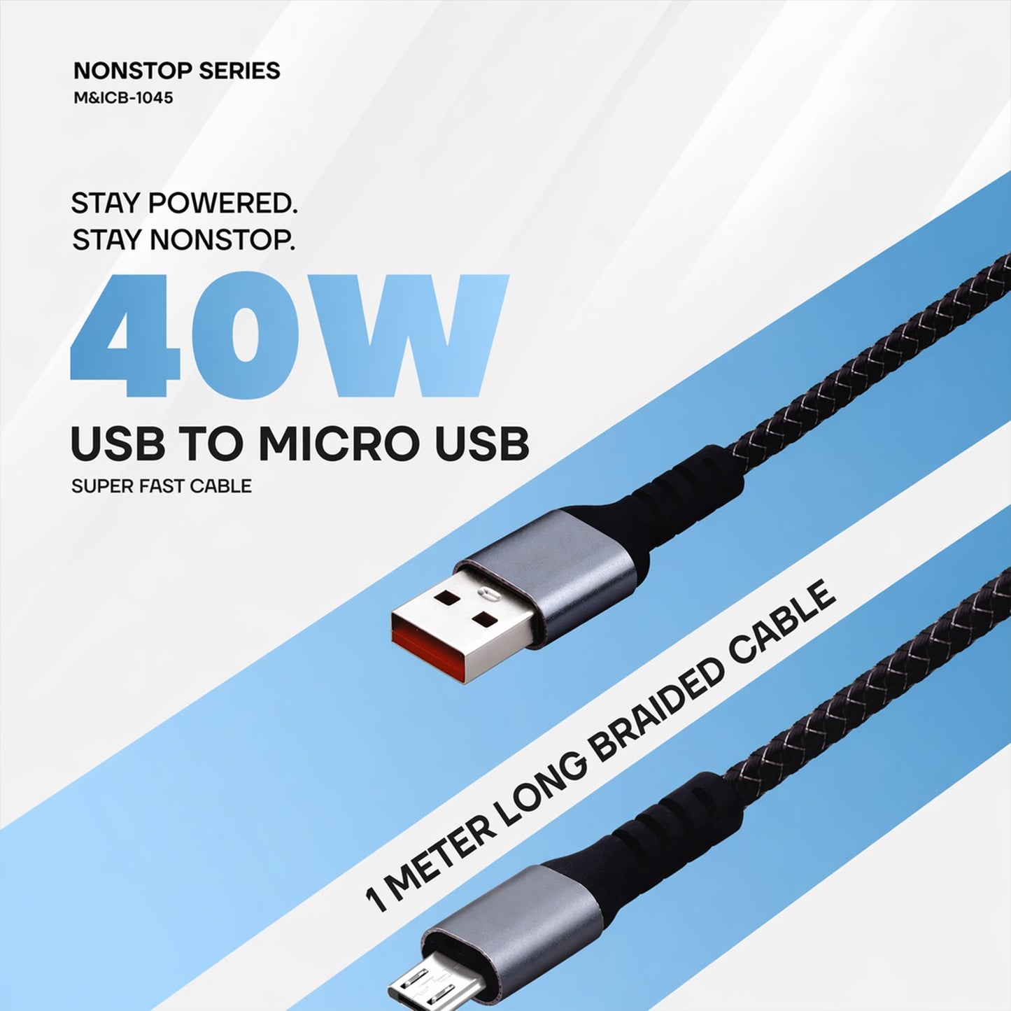 Nonstop Series 40W USB to Micro USB Super Fast Charging Cable (1 Mtr)